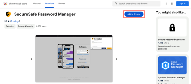 DSwiss offers browser extensions for SecureSafe for Chrome but also Mozilla Firefox, Brave, and others.