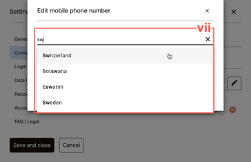 When adding a beneficiary's phone number, the location dropdown is expanded by default.