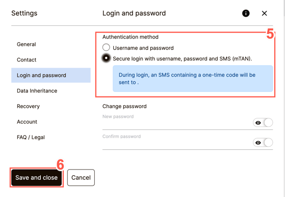 In SecureSafe under Login Settings you can add Two-Factor Authentification  (2FA) for more security.
