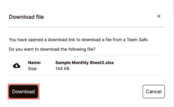 When clicking on a download link to a file in your team safe, the file will be saved to your operating system's download folder.