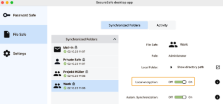 Local encryption protects the data on your computer from unauthorized access in the event of loss or theft.