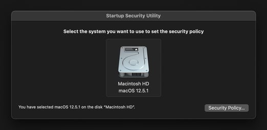 Select the system you want to adjust the security policies for and click on "Security Utility".